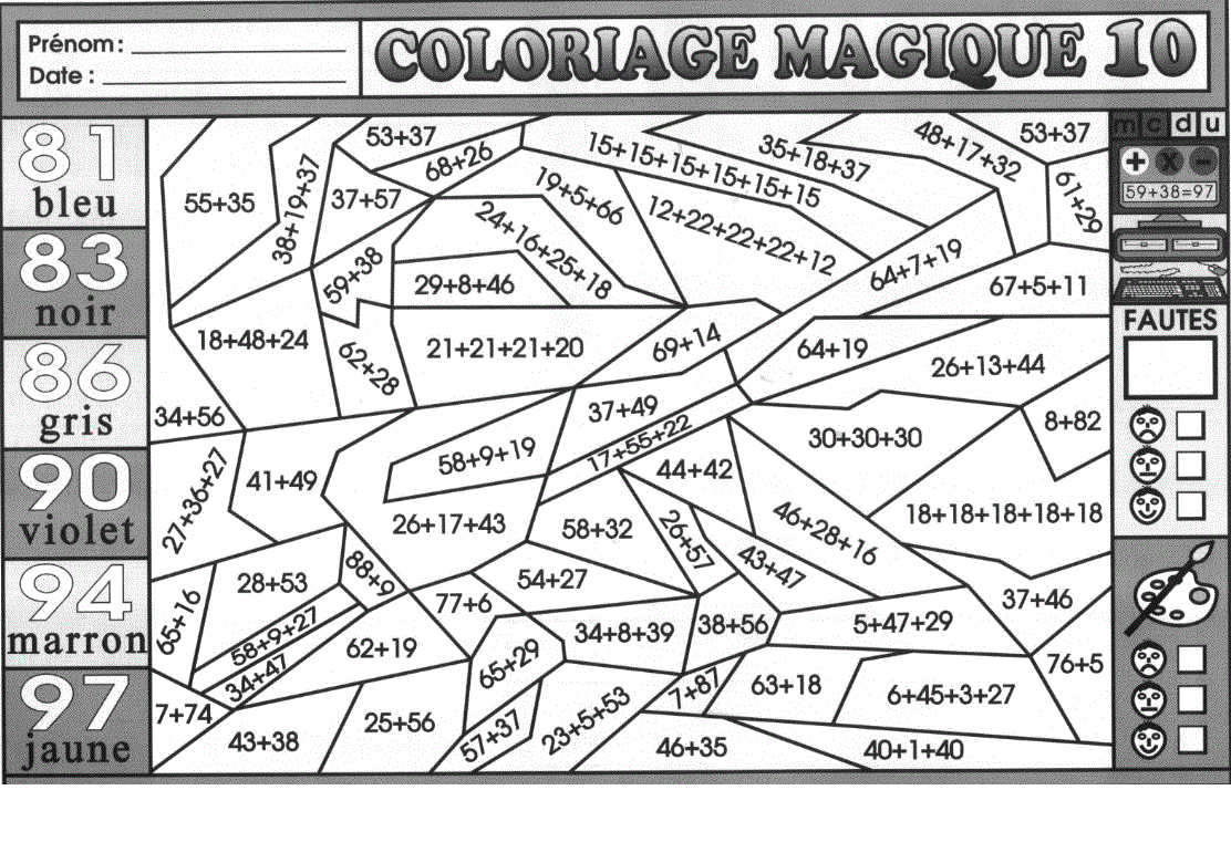 Coloriage Magique Ce2 Addition - Magique à imprimer